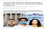 Can you be fired for refusing to get a COVID-19 vaccine ...