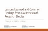 Lessons Learned and Common Findings from QA Reviews of ...