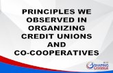 PRINCIPLES WE OBSERVED IN ORGANIZING CREDIT UNIONS …