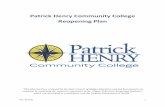 Patrick Henry Community College Reopening Plan