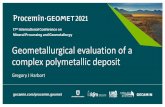 Geometallurgical evaluation of a complex polymetallic deposit