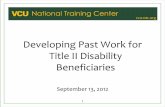 Developing Past Work for T2 Beneficiaries PPT - Work Incentive