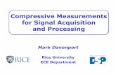 Compressive Measurements for Signal Acquisition and Processing