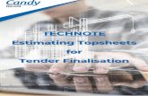 TECHNOTE Estimating Topsheets for Tender Finalisation