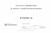 INDEX OF SERVICE BULLETINS, LETTERS AND INSTRUCTIONS