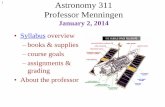1 Astronomy 311 Professor Menningen