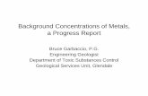 Background Concentrations of Metals, a Progress Report