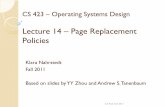 Lecture 14 Page Replacement Policies