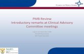 PMB Review Introductory remarks at Clinical Advisory ...
