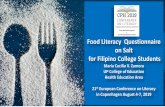 Food Literacy Questionnaire on Salt for Filipino College ...