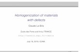 Homogenization of materials with defects