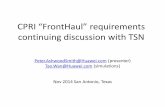CPRI “FrontHaul” requirements continuing discussion with TSN