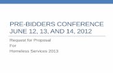 PRE-BIDDERS CONFERENCE JUNE 12, 13, AND 14, 2012