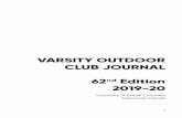 VARSITY OUTDOOR CLUB JOURNAL 62 Edition 2019-20