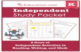 Kindergarten Independent Study Packet