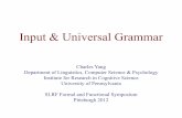 Input & Universal Grammar