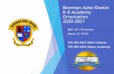 Bowman Ashe/Doolin K-8 Academy Orientation 2020-2021