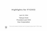 Highlights for FY2003 - Kao