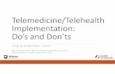 Telemedicine/Telehealth Implementation: Do’s and Don’ts