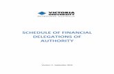 SCHEDULE OF FINANCIAL DELEGATIONS OF AUTHORITY