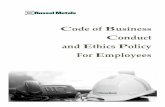 Code of Business Conduct and Ethics Policy For Employees
