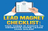 TICK THESE 31 POINTS TO GENERATE MORE LEADS
