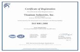 Certificate of Registration Titanium Industries, Inc.