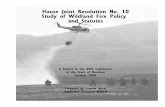 House Joint Resolution No. 10 Study of Wildland Fire ...