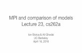 MPI and comparison of models Lecture 23, cs262a