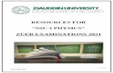 “SSC-I PHYSICS ZUEB EXAMINATIONS 2021