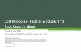 Cost Principles - Federal & State Grants Basic Considerations