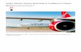 Virgin Atlantic Airways Returning to Caribbean in August