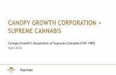 CANOPY GROWTH CORPORATION + SUPREME CANNABIS