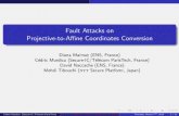 Fault Attacks on Projective-to-Affine Coordinates Conversion