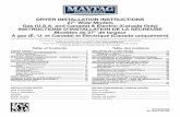 DRYER INSTALLATION INSTRUCTIONS 27 Wide Models Gas …
