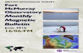 Fort McMurray Observatory Monthly Magnetic Bulletin
