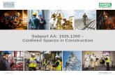 Subpart AA: 1926.1200 – Confined Spaces in Construction