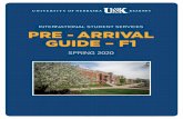 INTERNATIONAL STUDENT SERVICES PRE - ARRIVAL GUIDE – F1