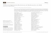 Acknowledgment to Reviewers of Mathematics in 2020