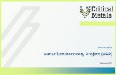 Introduction Vanadium Recovery Project (VRP)