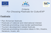 Criteria For Choosing Festivals for  CulturEXP Festivals Pan Armenian festivals
