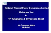 1st Analysts Investors Meet Analysts Investors Meet - Analysts Investors Meet Analysts Investors Meet ... NTPC also manages Badarpur Thermal Power Station ... training per employee