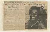 Free concert to mark Marley's .Free concert to mark 1Marle birthday TODAY IS THE BIRTHDAY of the