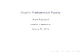 Alcuin's Mathematical Puzzles - University of Washington morrow/mathday/... · Annie Raymond (University