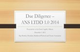 Due Diligence – ANS LTDD 1.0 Diligence... · products have due diligence programs in place • Some