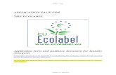 APPLICATION PACK FOR THE ECOLABEL - ec. 1 (29) Version 1.3 - May 2013 APPLICATION PACK FOR THE ECOLABEL
