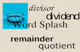 Word Splash remainder dividend quotient divisor. Long Division.