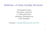 1 Bellman: A Data Quality Browser Tamraparni Dasu Theodore Johnson S. Muthukrishnan Vladislav Shkapenyuk Amit Marathe Contact: marathe@research.att.commarathe@research.att.com.
