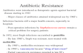 Antibiotic Resistance Antibiotics were introduced as therapeutic agents against bacterial disease starting in 1943 - Major classes of antibiotics attained.