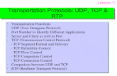 Transportation Protocols: UDP, TCP & RTP Transportation Functions UDP (User Datagram Protocol) Port Number to Identify Different Applications Server and.